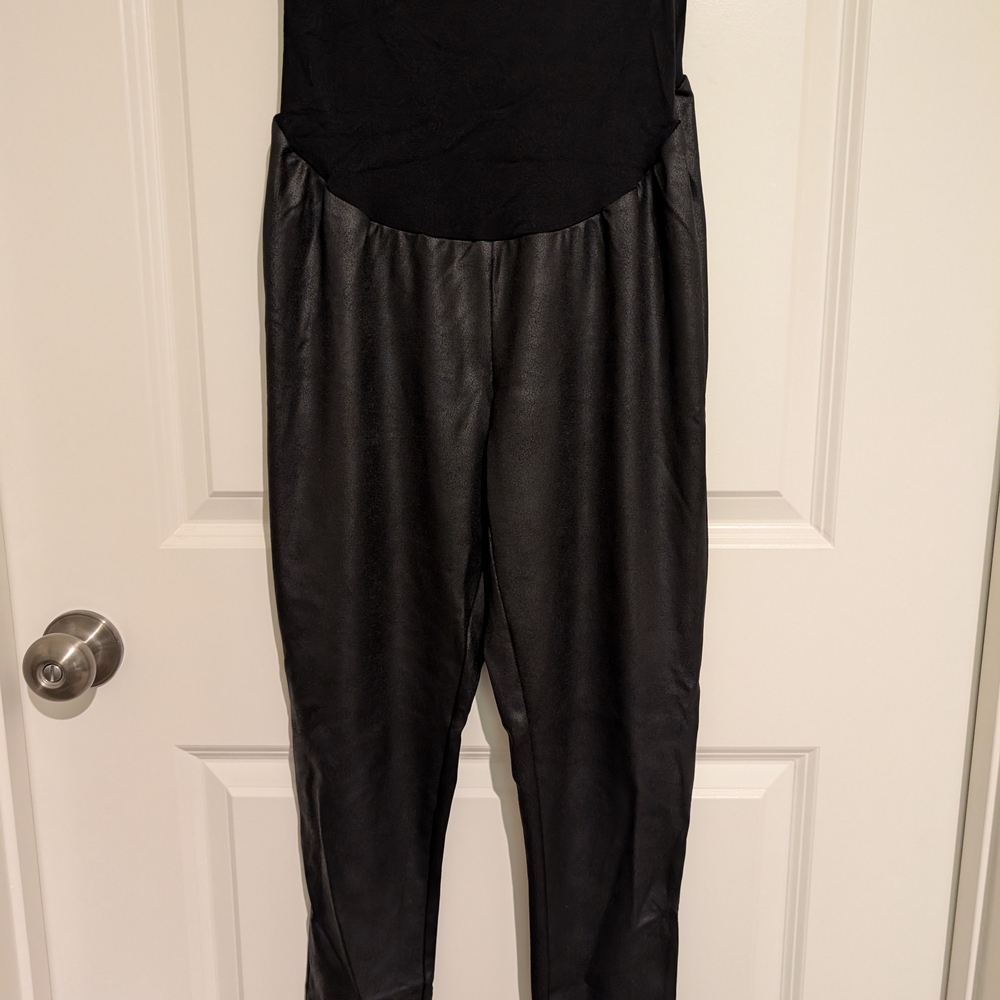 Black Shiny Leggings with Elastic Waistband